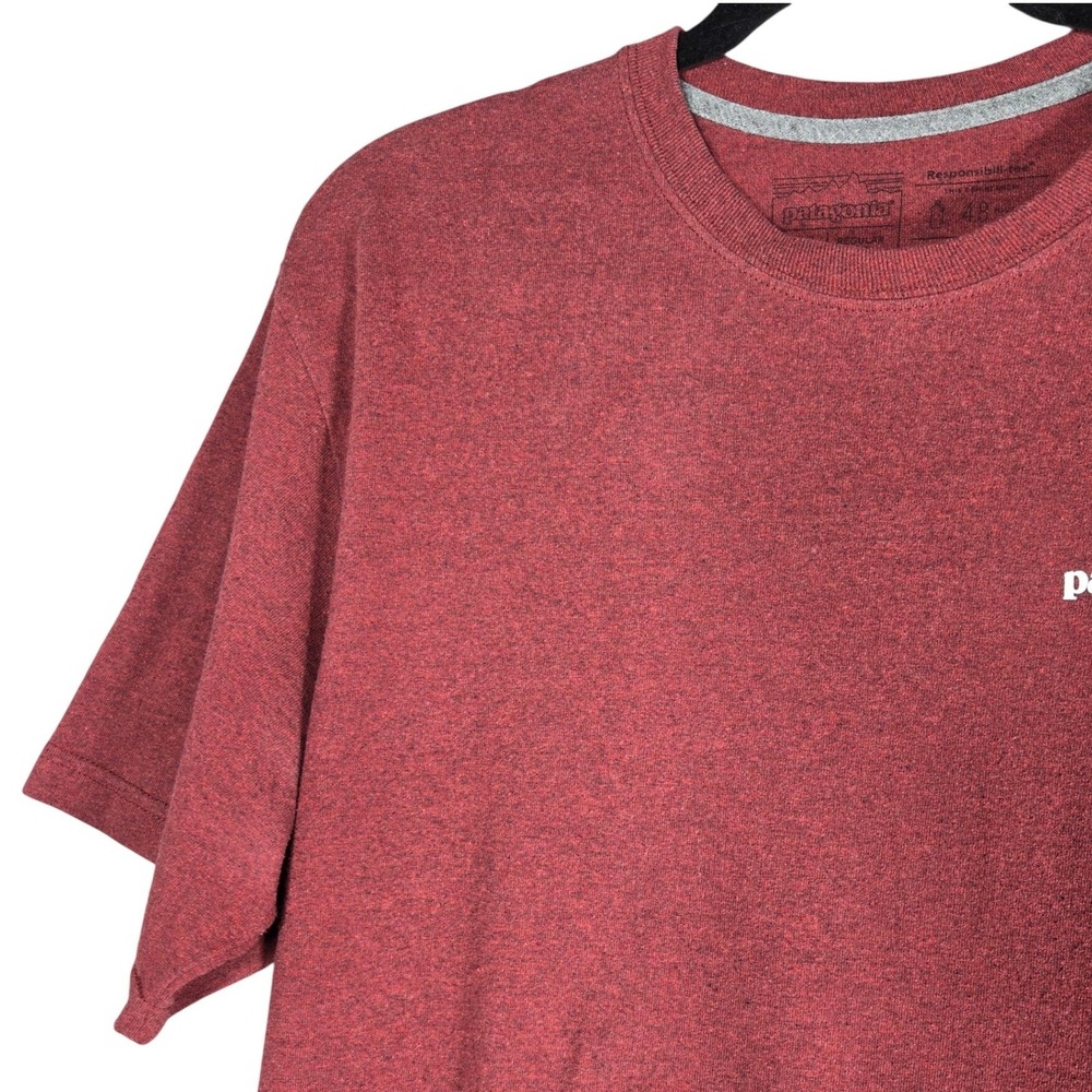 Patagonia Fly Fishing T-Shirt Men Medium Burgundy Responsibili-Tee Trout Graphic - Picture 5 of 12